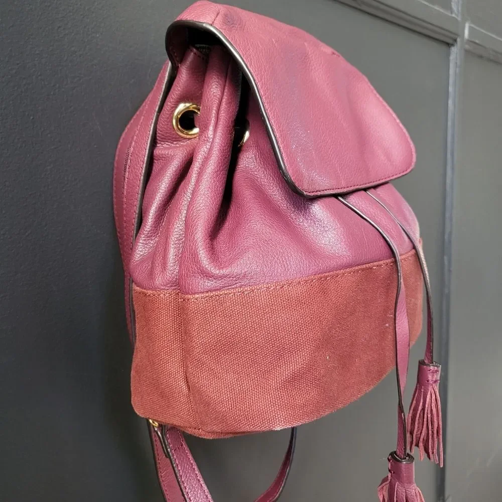 Rebecca Minkoff Mansfield Burgundy Leather Brit Brass Convertible Backpack Purse